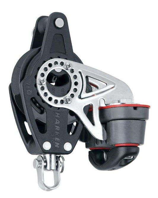 Harken 57mm Single Swivel Carbo Ratchet Block w/ Cam Cleat & Becket