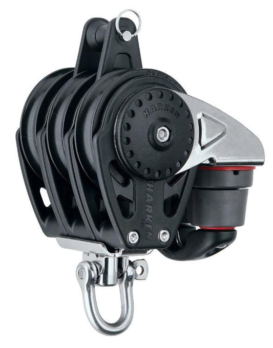 Harken 57mm Triple Swivel Carbo Block w/ Cam Cleat & Becket