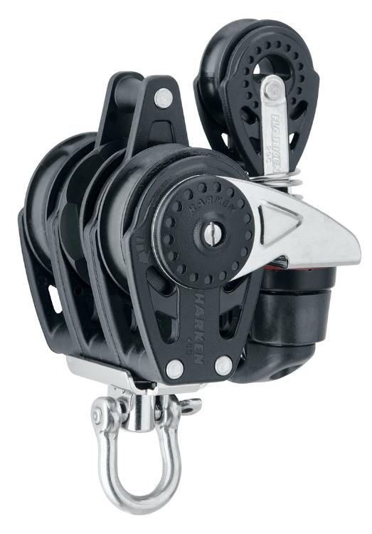 Harken 40mm Triple Swivel Ratchet Carbo Block w/ Cam Cleat & 29mm Becket Block