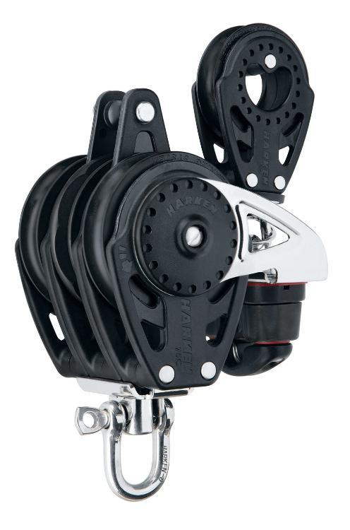 Harken 75mm Triple Carbo Ratchamatic Block w/ Cam Cleat, Block & Becket