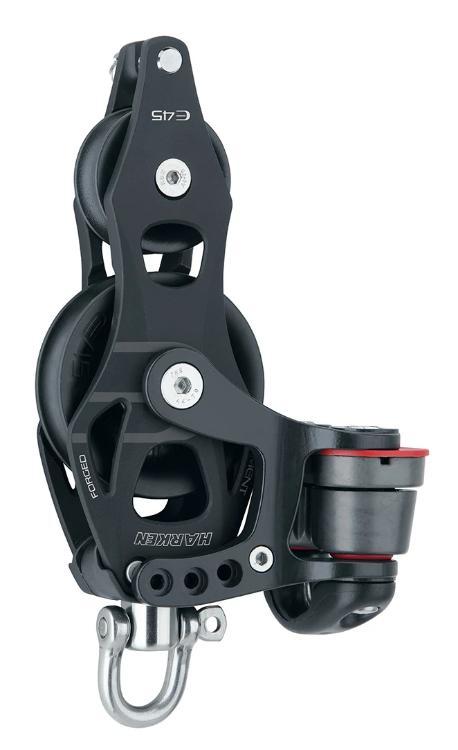 Harken 45mm Aluminum Element Fiddle Block w/ Swivel, Becket & Cam Cleat