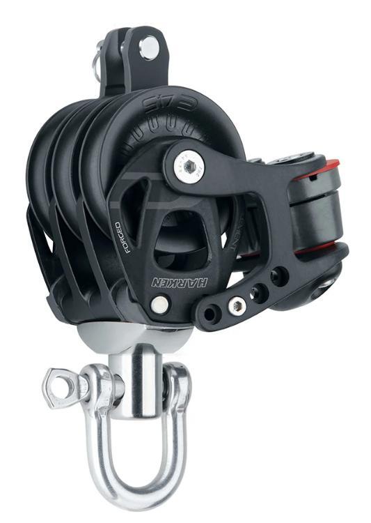 Harken 45mm Aluminum Element Triple Block w/ Swivel, Becket & Cam Cleat