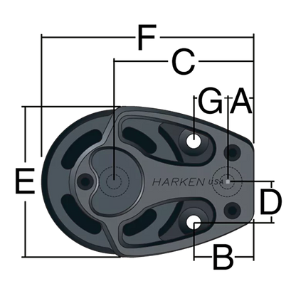 Harken 125mm Aluminum Double Footblock